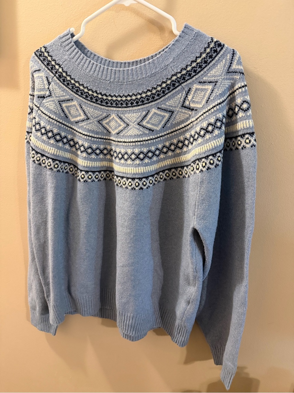 Weatherproof Light Blue Fair Isle Crewneck Sweater size XL